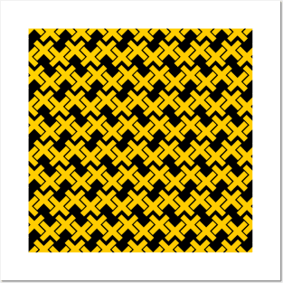 Black background with yellow geometric shapes design Posters and Art